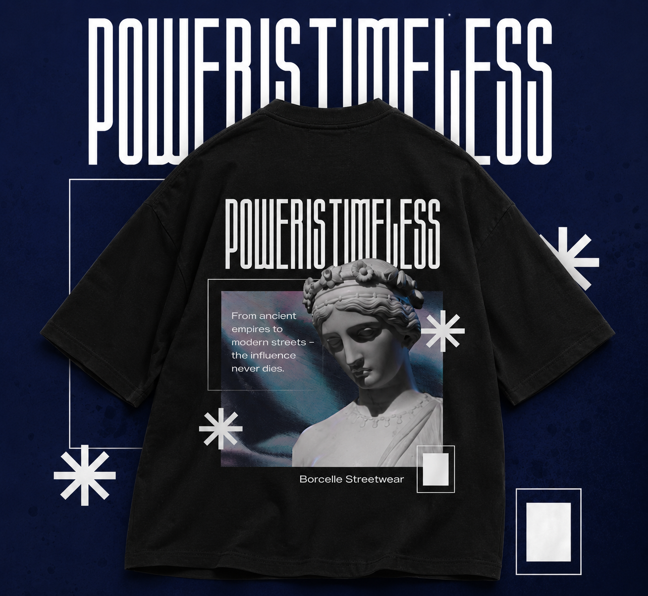 Power Is Timeless Baskılı Oversize Tişört