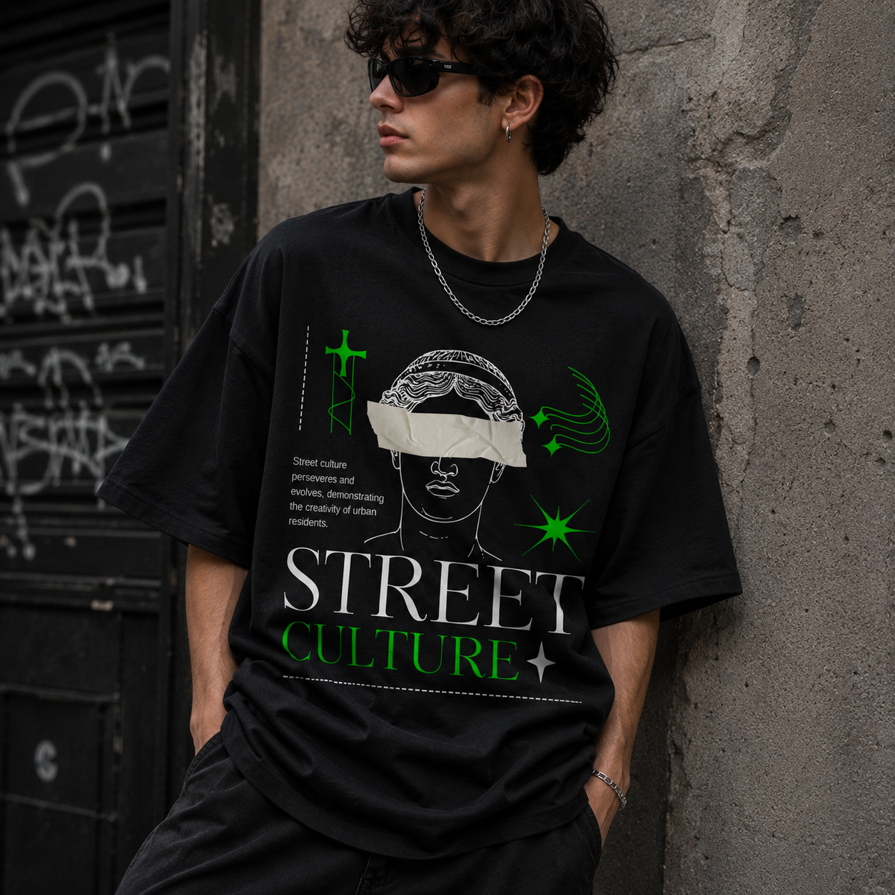 Street Culture Baskılı Oversize Unisex Tişört