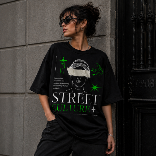Street Culture Printed Oversize Unisex T-Shirt